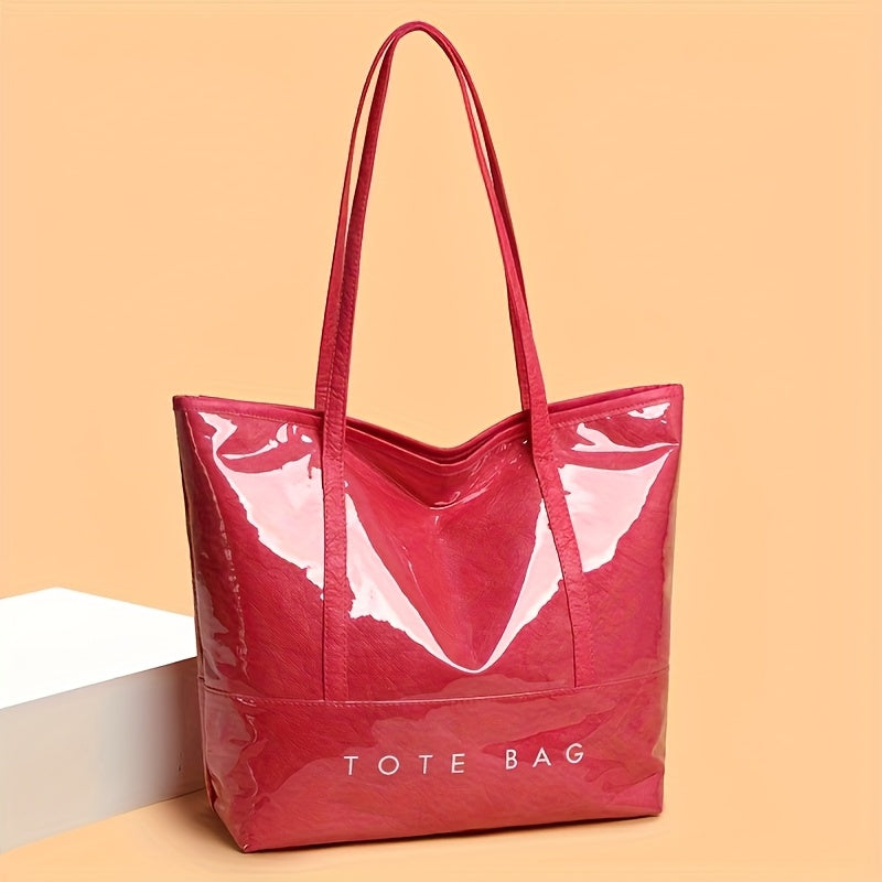 Glossy Patent Leather Vintage Tote Bag