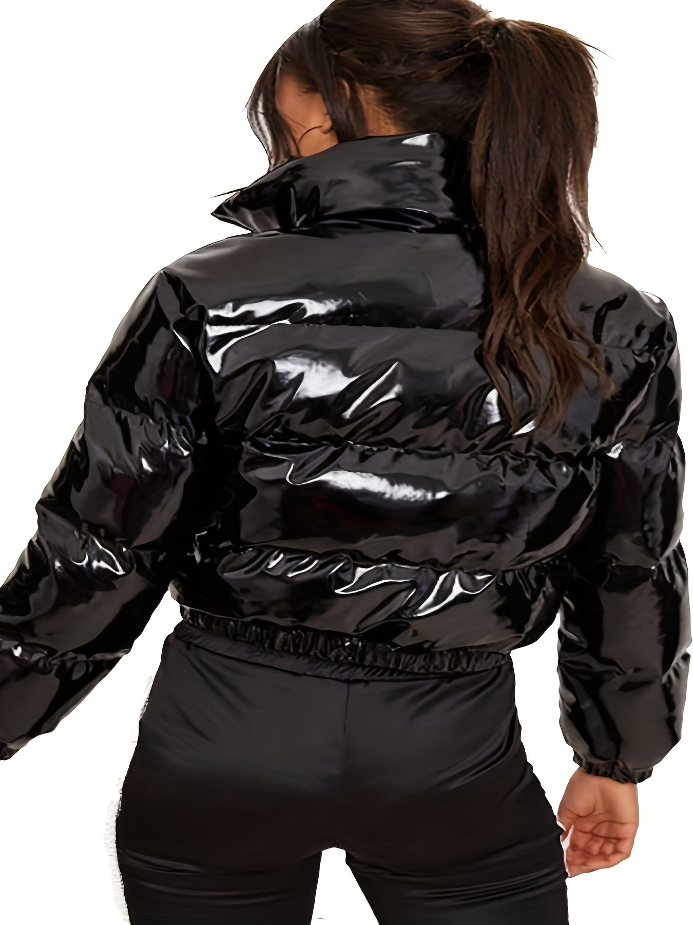 Shiny Cropped Puffer Jacket - Your Shiny Clothes