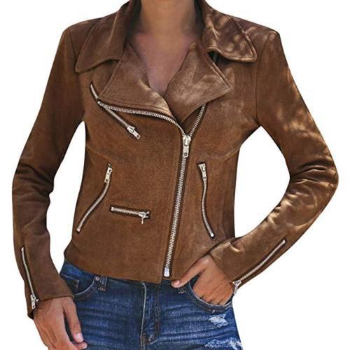 Faux Suede Moto Zip Jacket