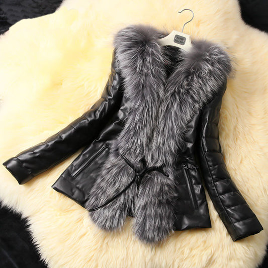Faux Leather Luxe Fur Collar Jacket
