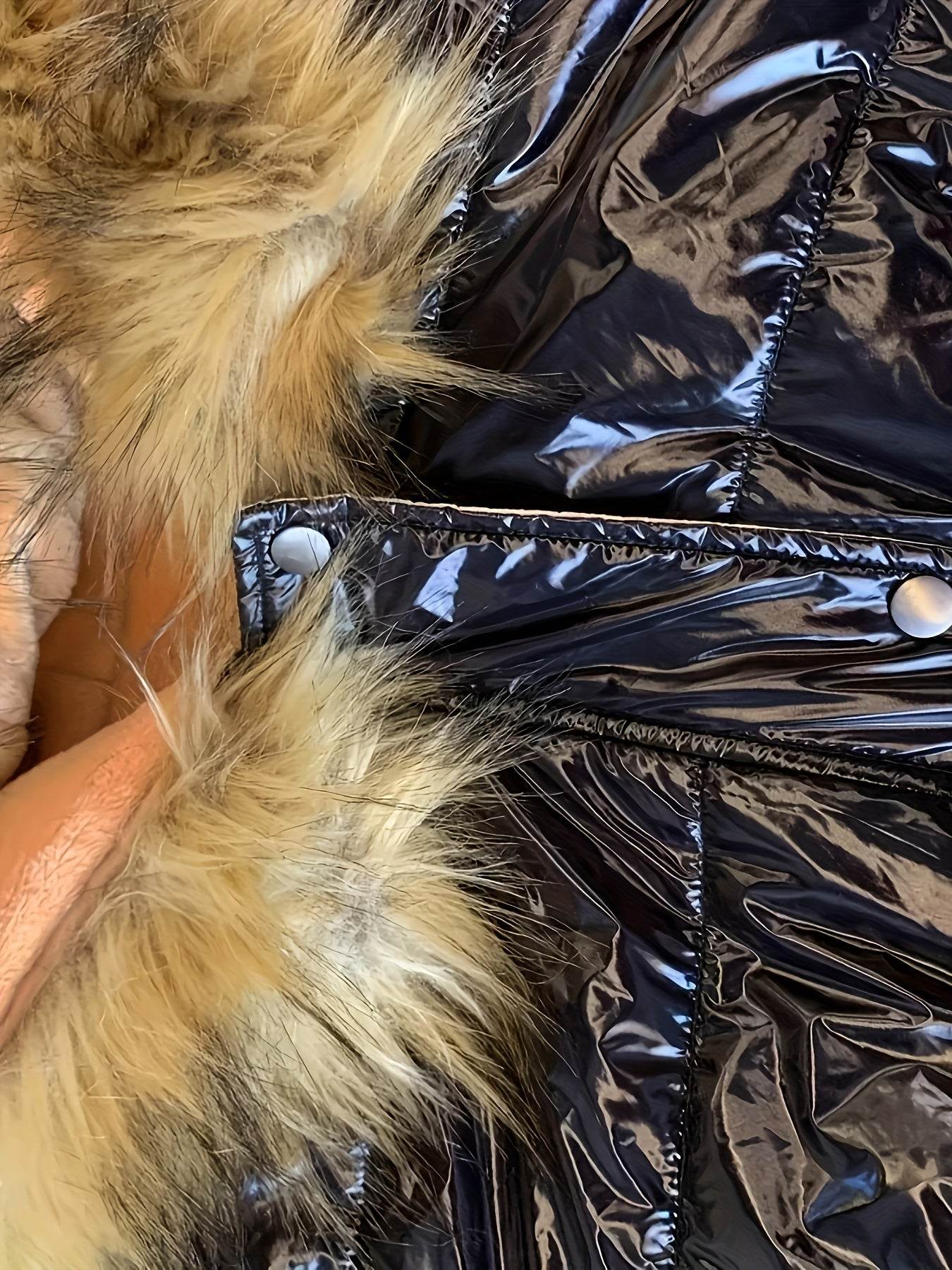 Long Puffer Coat with Faux Fur Hood - Your Shiny Clothes