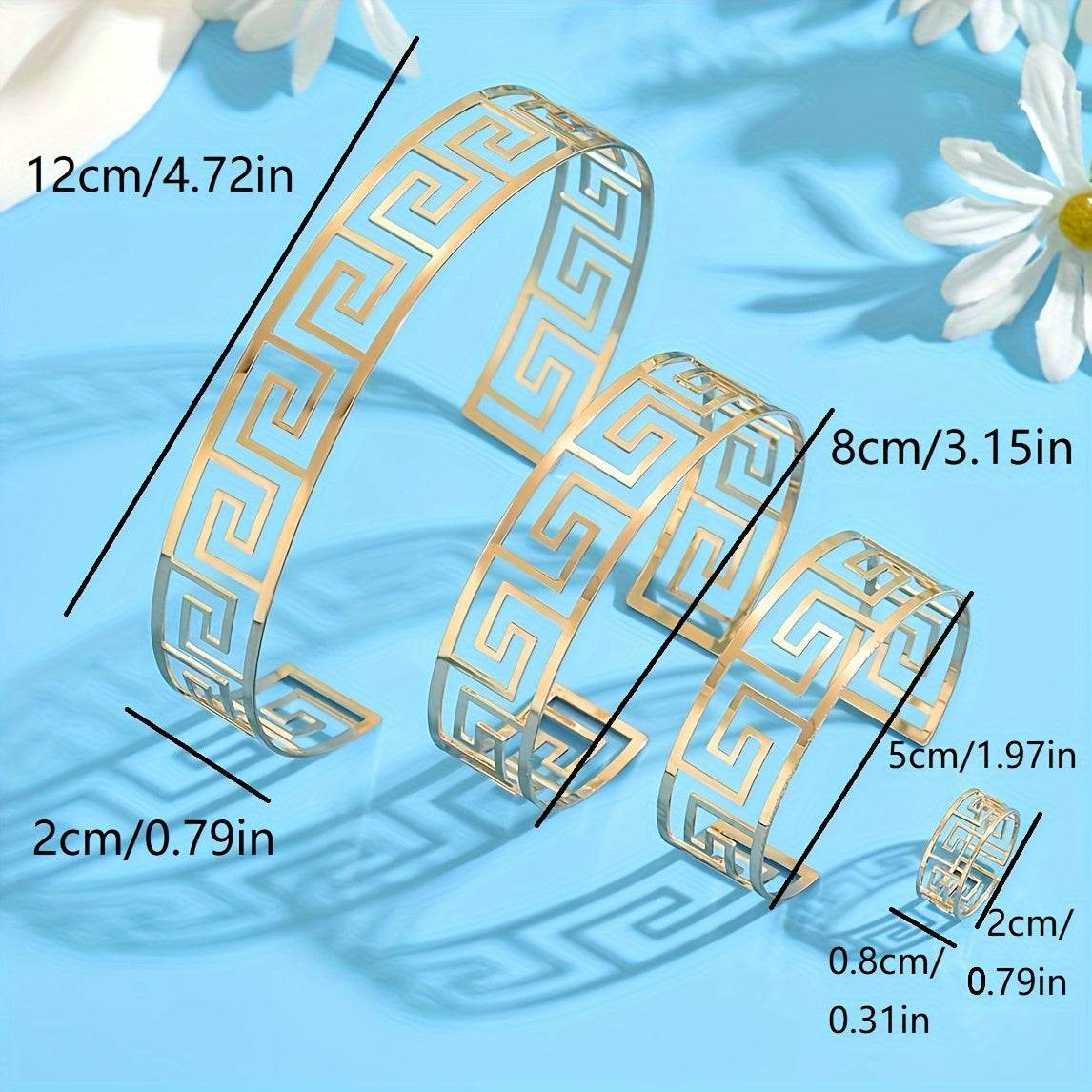 Vintage-Inspired Geometric Cutout Greek Design Jewelry Set - Your Shiny Clothes