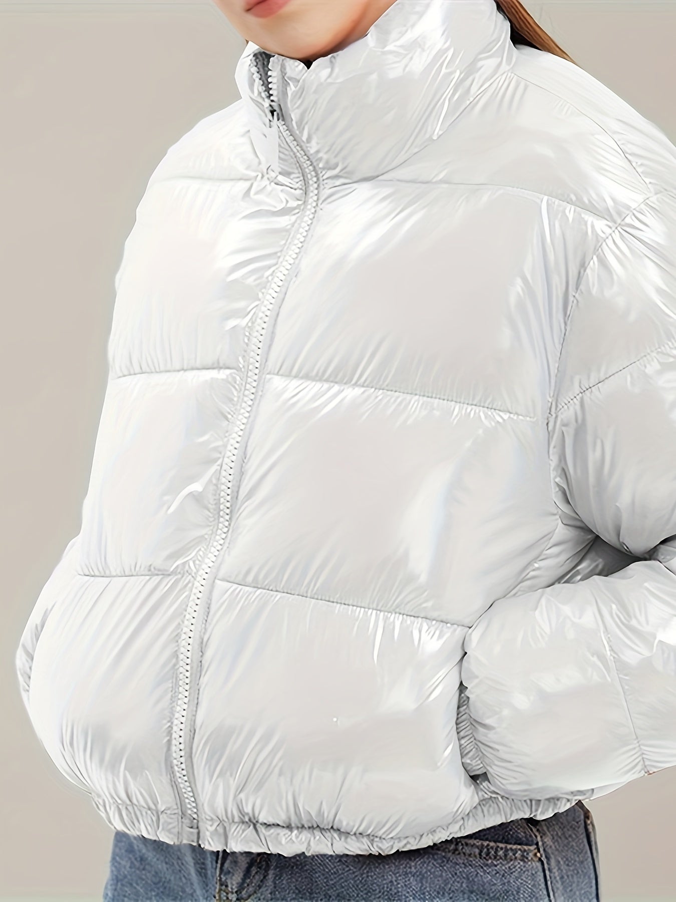 Shiny Cropped Puffer Jacket - Your Shiny Clothes