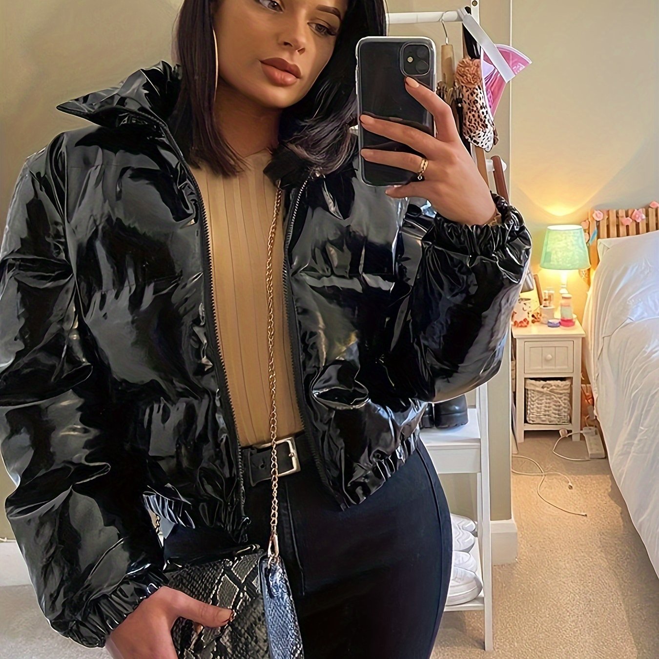 Shiny Cropped Puffer Jacket - Your Shiny Clothes