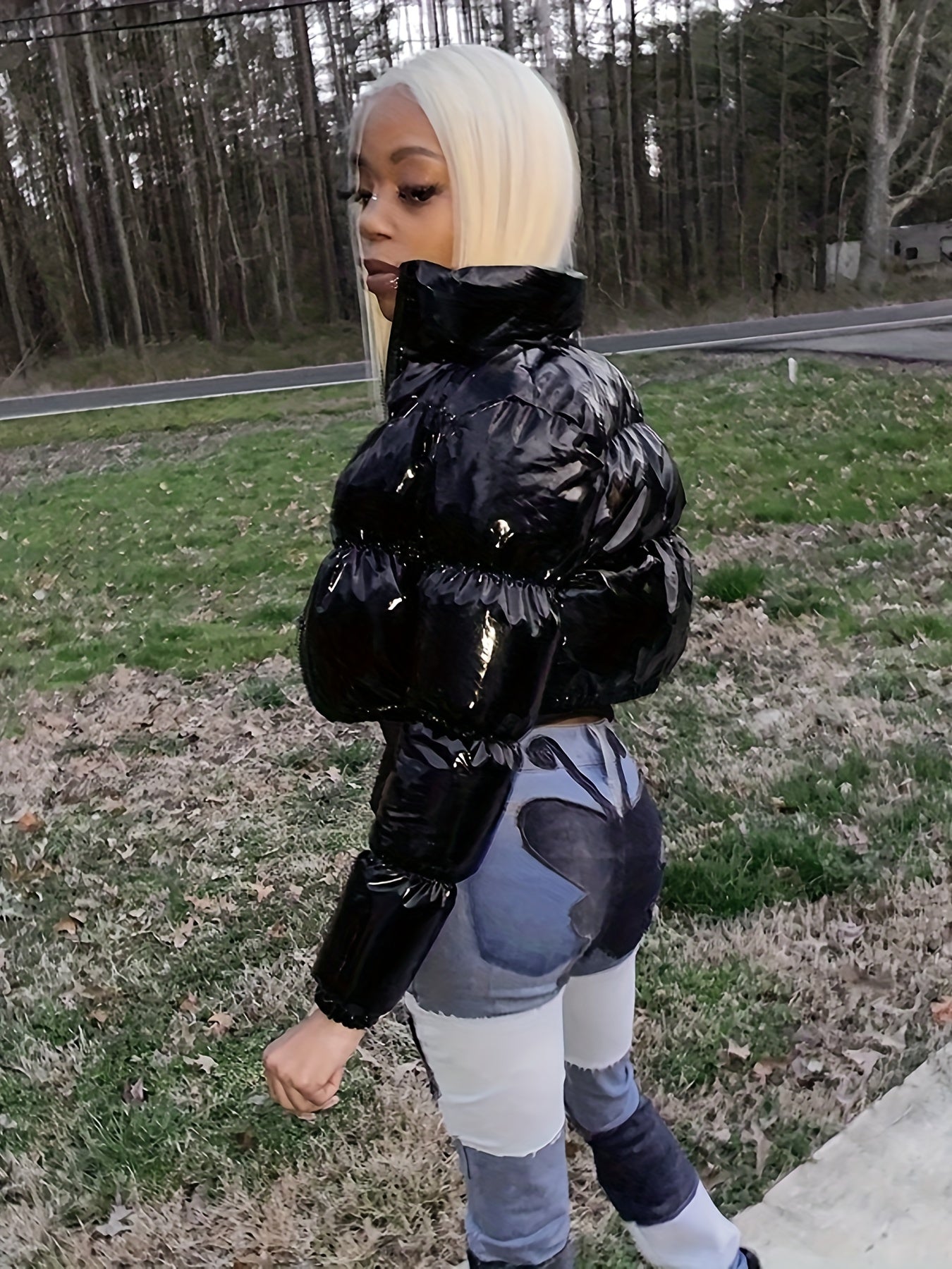 Shiny Cropped Puffer Jacket - Your Shiny Clothes