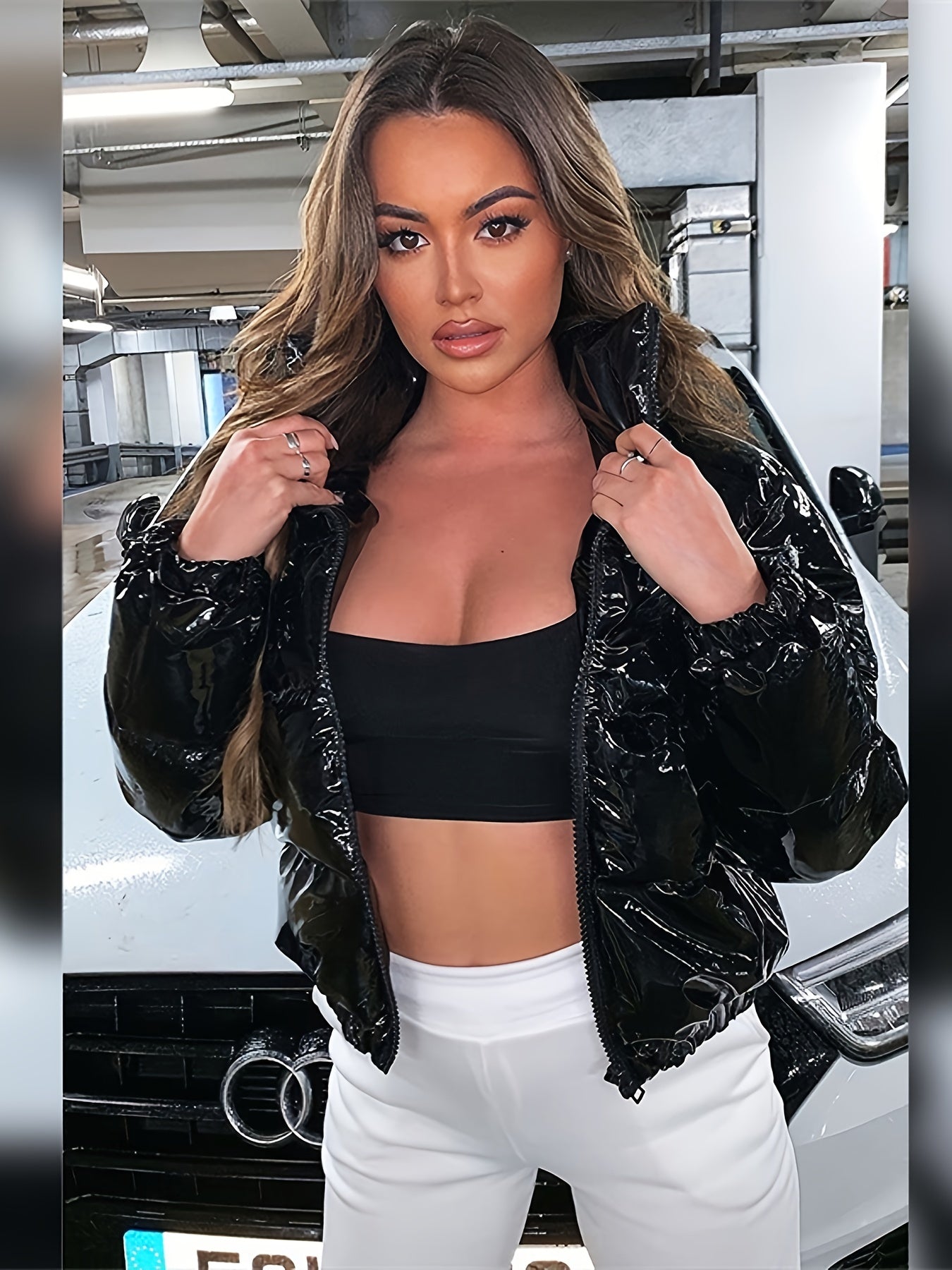 Shiny Cropped Puffer Jacket - Your Shiny Clothes