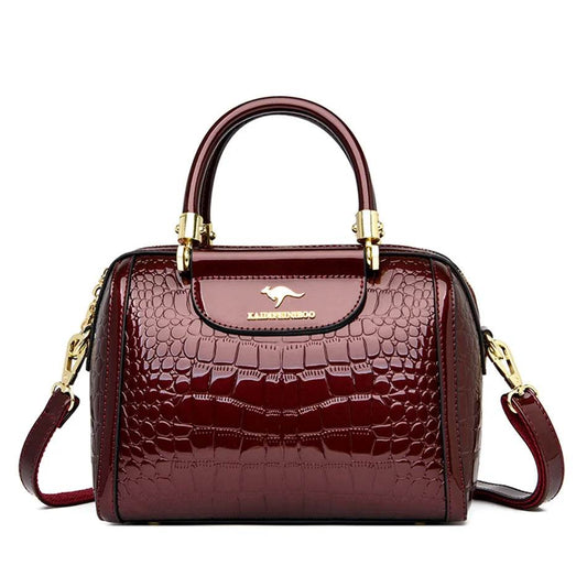 Luxury Patent Leather Crocodile Pattern Handbag - Your Shiny Clothes