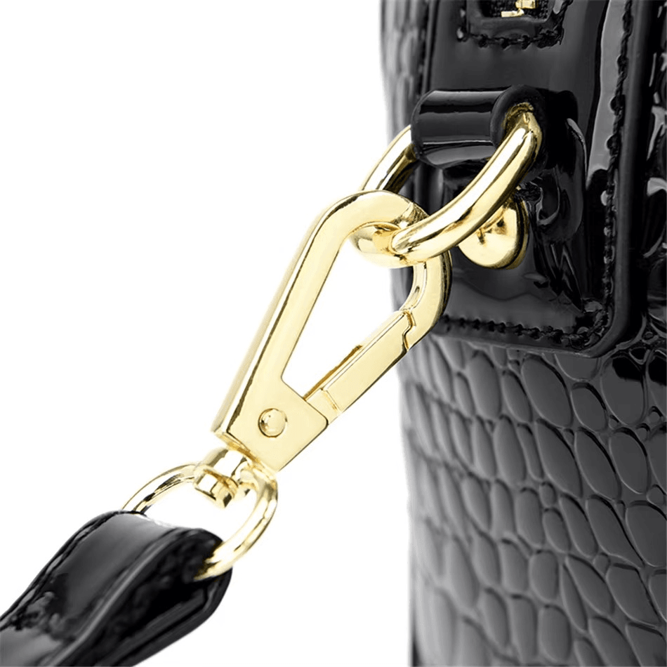 Luxury Patent Leather Crocodile Pattern Handbag - Your Shiny Clothes