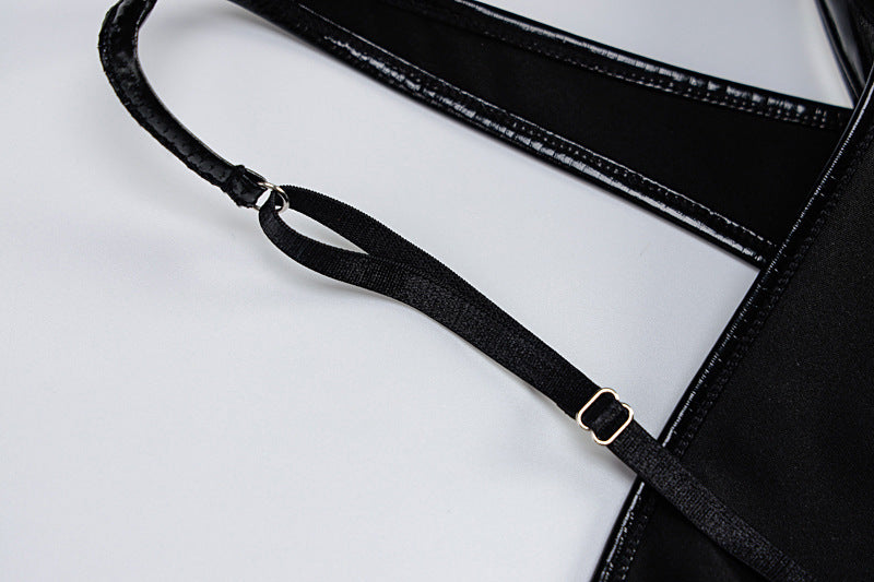 Patent Faux Leather Cutout Backless Mini Dress