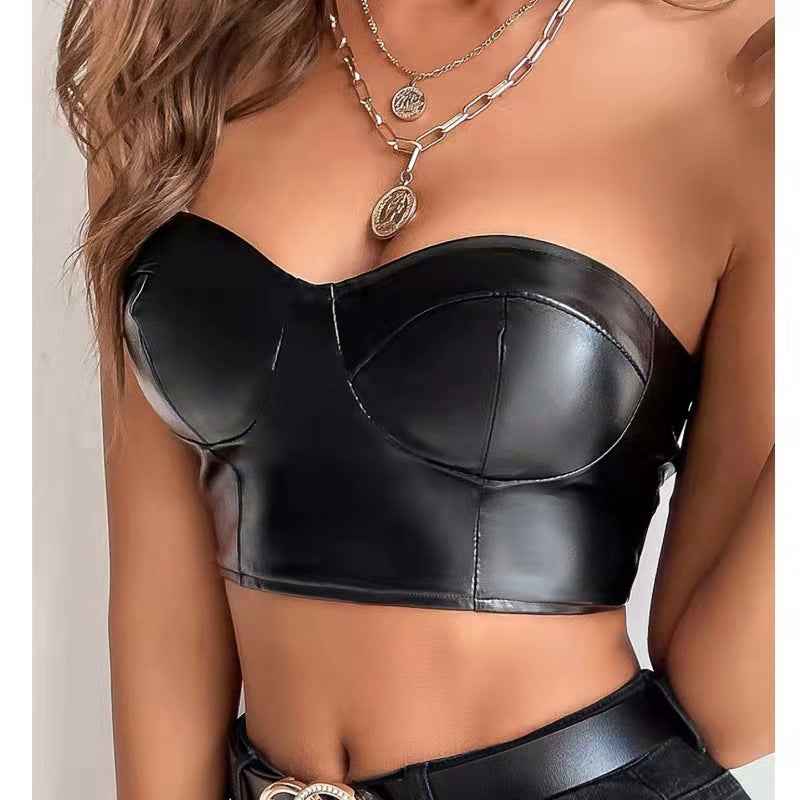Solid Color Bright Noodle Short Tube Top Cropped Women Clothing Vest for Women