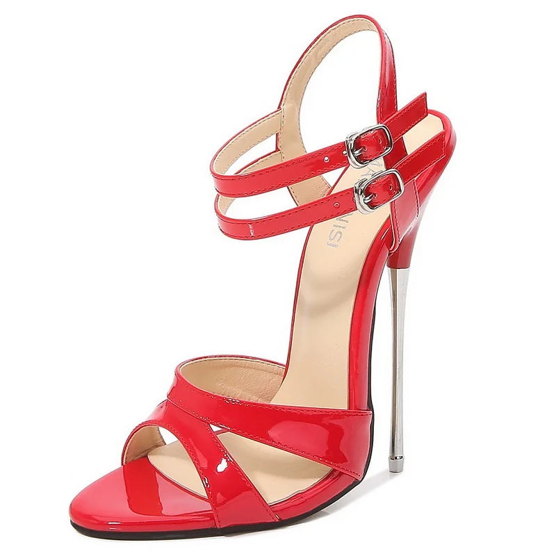Metal High Heel Buckle Strap Stiletto Sandals