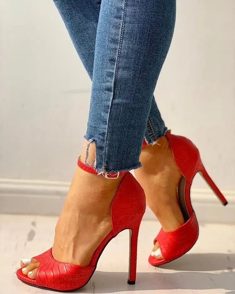 Ankle Strap High Heel Sandals in White
