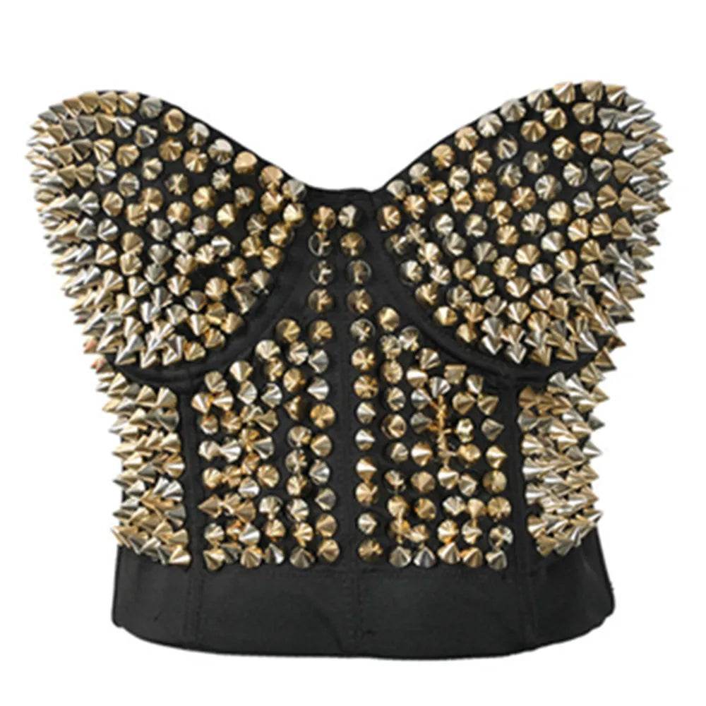 Gold Rivets Brassiere - Your Shiny Clothes