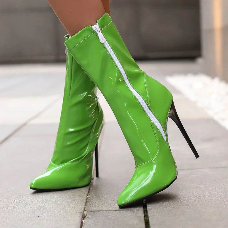 Soft Patent Leather Ankle Boots - Your Shiny Clothes