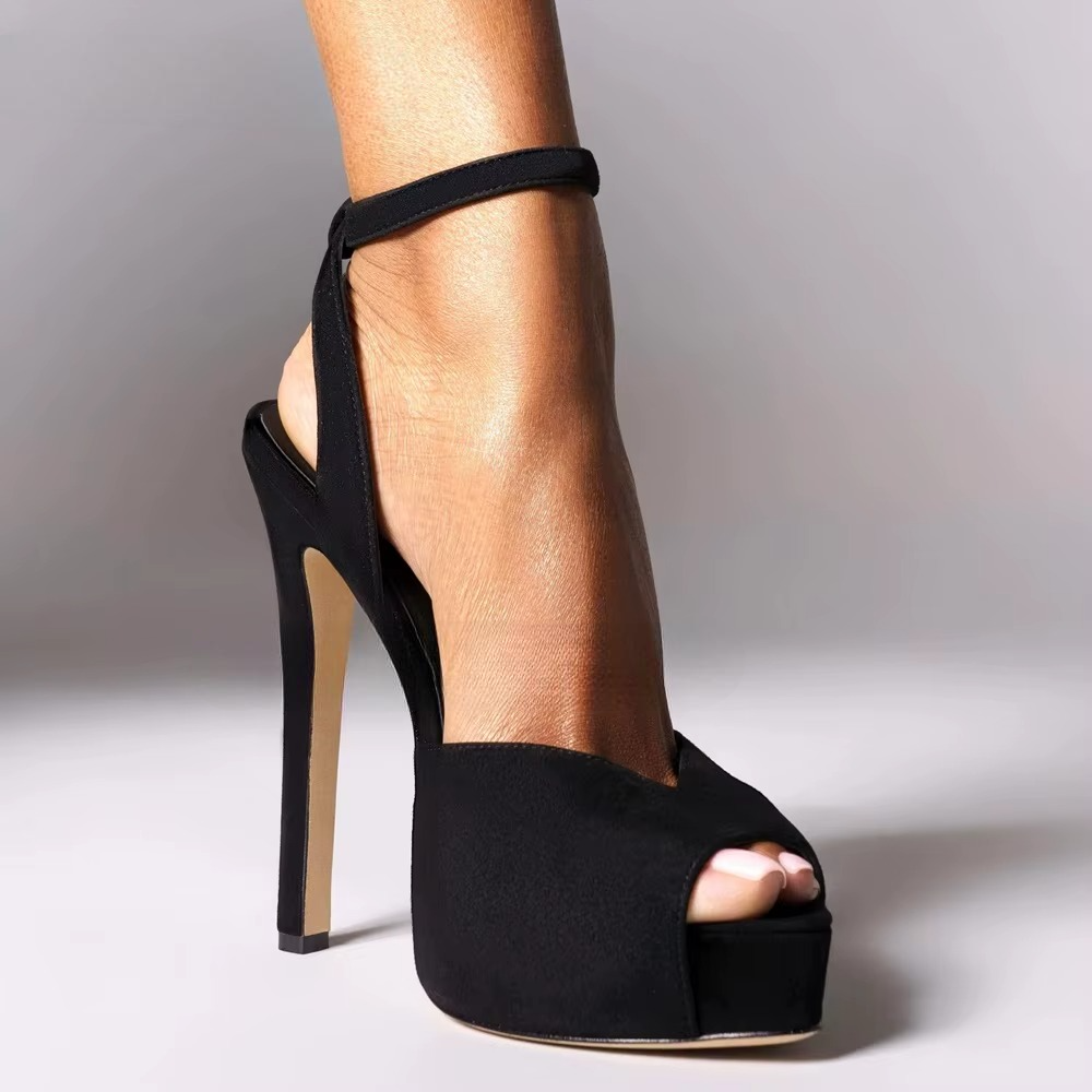 Peep Toe Buckle Strap Platform Sandals