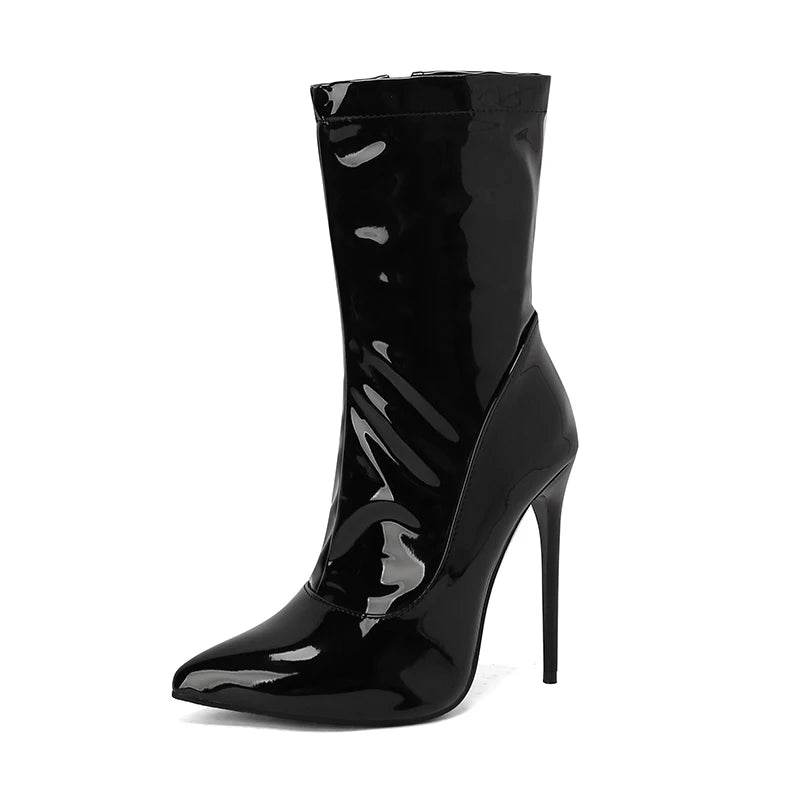 Soft Patent Leather Ankle Boots - Your Shiny Clothes