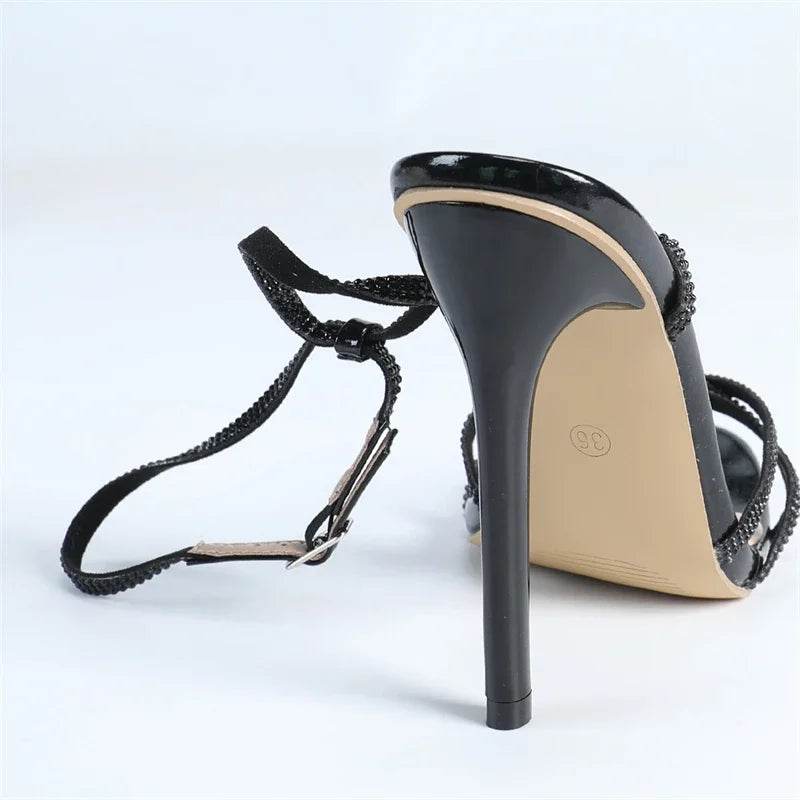 Thin Heels Ankle Strap Sandals - Your Shiny Clothes
