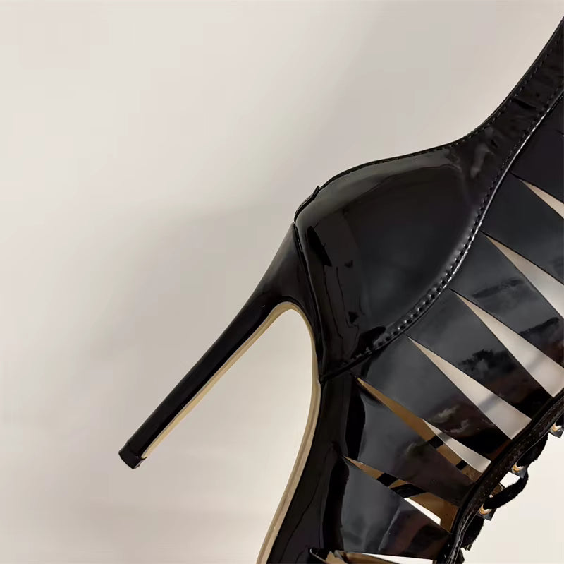 Faux Leather Lace-Up Knee-High Boots