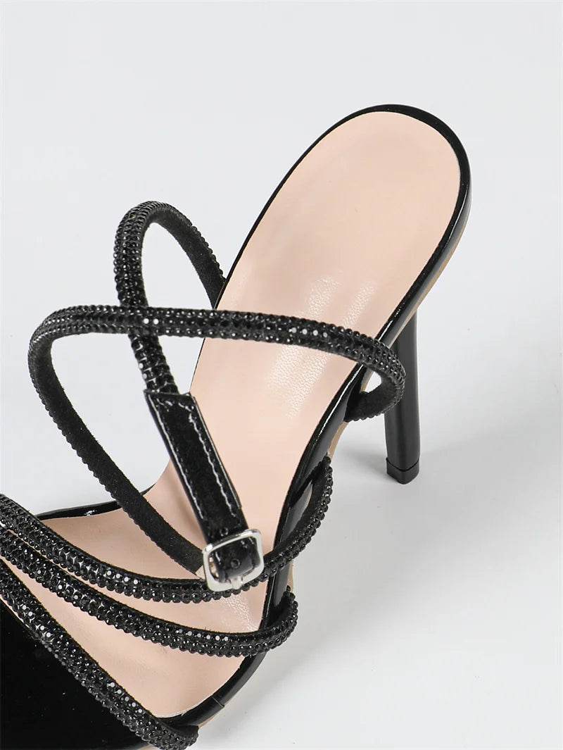 Crystal Rhinestone Ankle Strap 11.5CM Sandals - Your Shiny Clothes