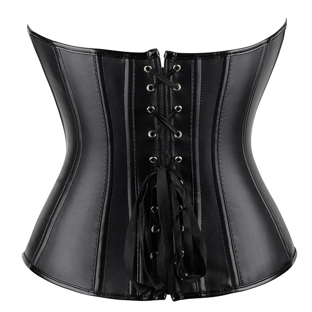 Faux Leather Overbust Corset - Your Shiny Clothes