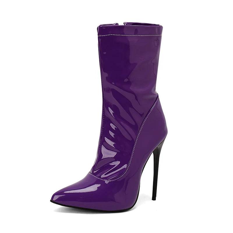 Soft Patent Leather Ankle Boots - Your Shiny Clothes