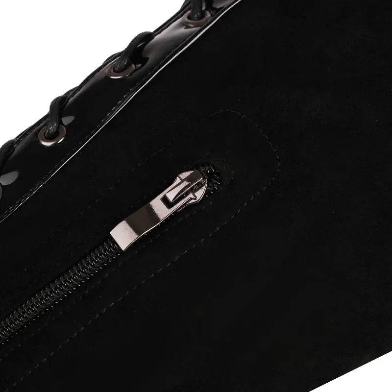 Black Faux Suede 11.5cm Heels Lace Up Over the Knee Boots - Your Shiny Clothes