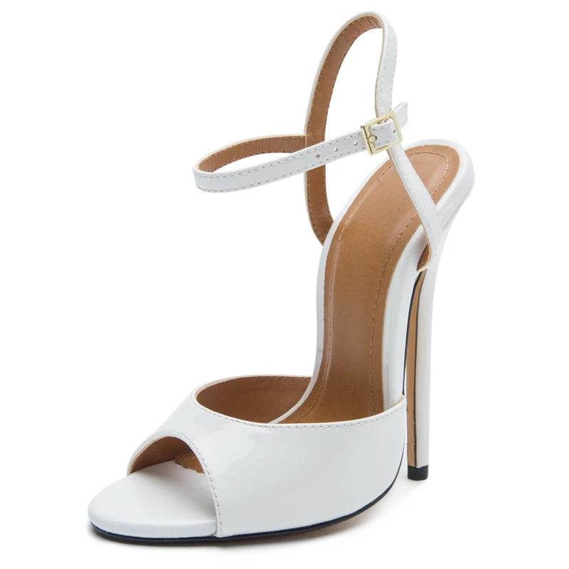 Elegant Shiny Patent Leather Slingback Sandals - Your Shiny Clothes