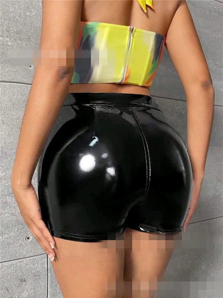 Bright High Waisted Patent Leather Shorts - Your Shiny Clothes
