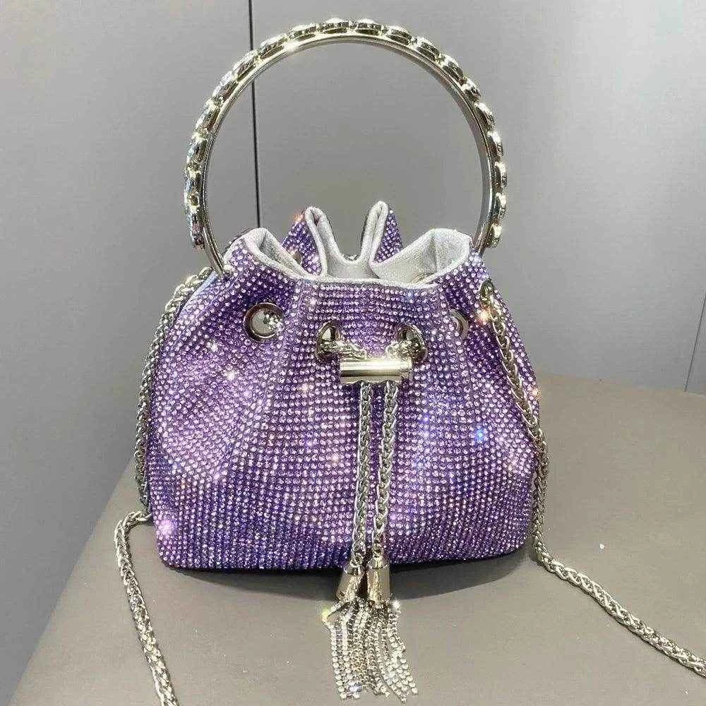Rhinestone Covered Bucket Bag - Your Shiny Clothes