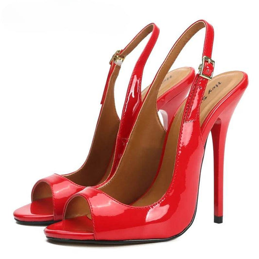 Patent Leather Shiny High Heel Slingback Sandals - Your Shiny Clothes