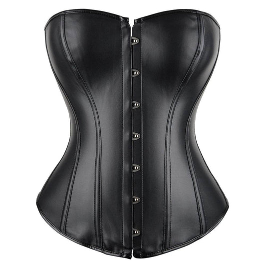 Faux Leather Overbust Corset - Your Shiny Clothes
