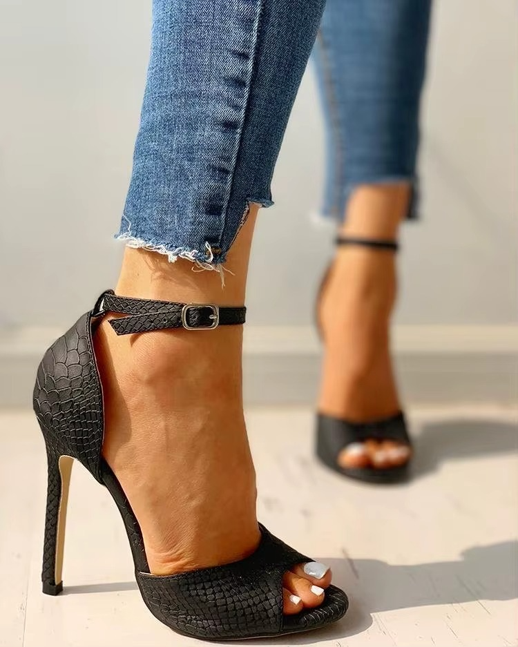 Ankle Strap High Heel Sandals in White