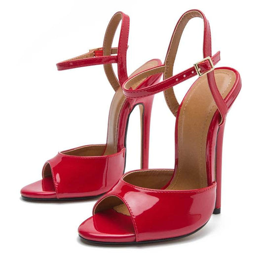 Elegant Shiny Patent Leather Slingback Sandals - Your Shiny Clothes
