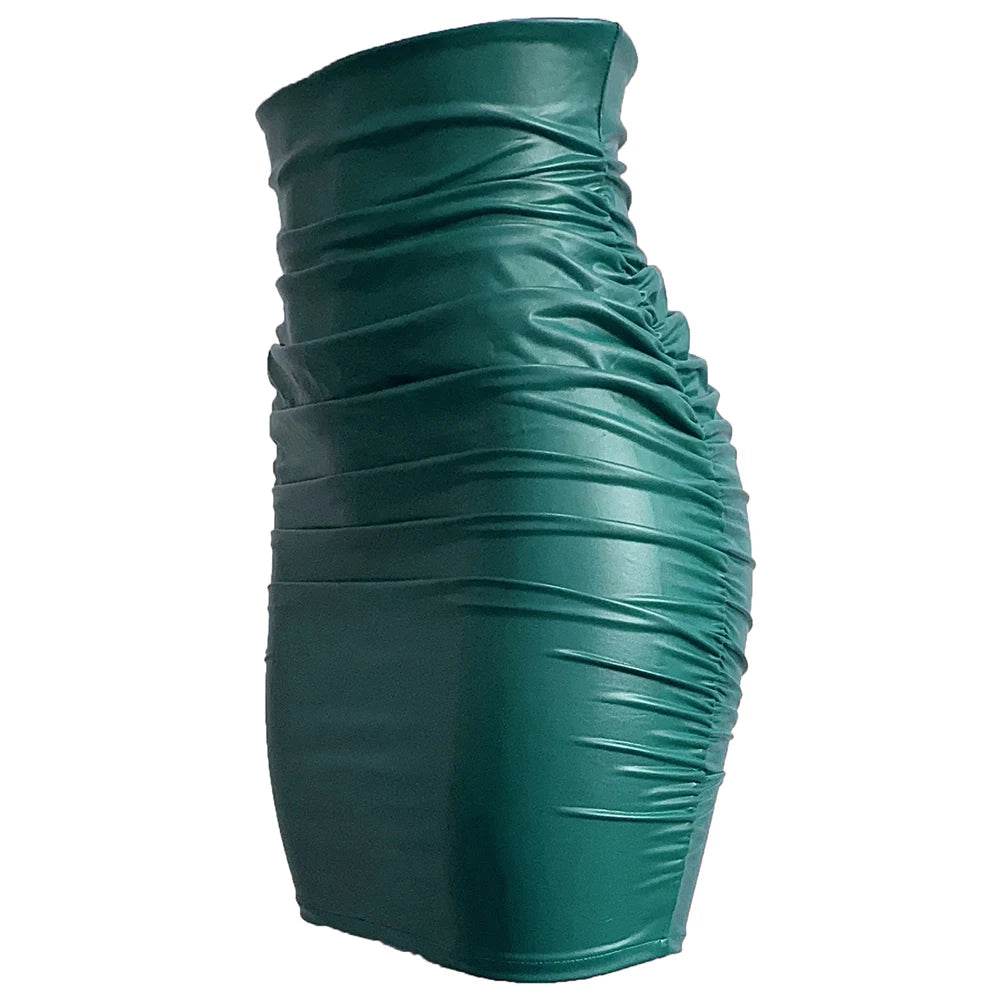 High Waist Black Faux Leather Short Skirt - Your Shiny Clothes