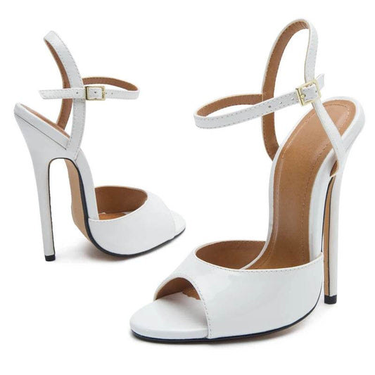 Elegant Shiny Patent Leather Slingback Sandals - Your Shiny Clothes