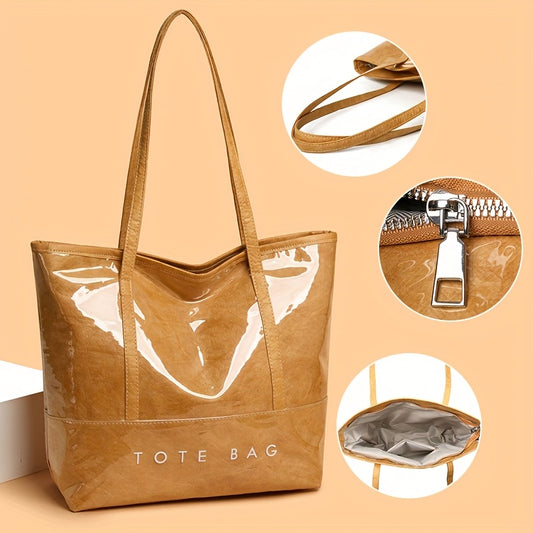 Glossy Patent Leather Vintage Tote Bag