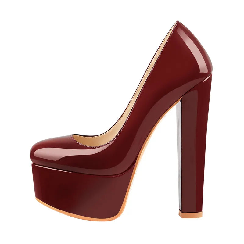 Stylish blue patent leather platform heels for fashionable footwear enthusiasts