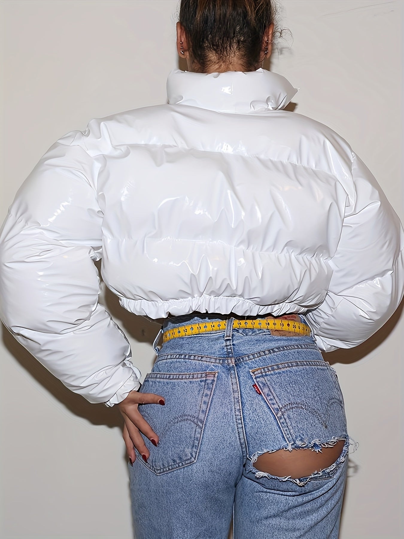 Shiny Cropped Puffer Jacket - Your Shiny Clothes