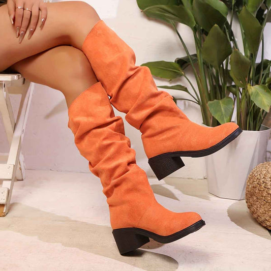 Faux Suede Mid-Calf Platform Boots – All-Season Comfort Edition