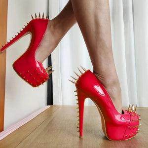 Your Shiny Clothes Gold Riveted Platform Pumps - Your Shiny Clothes