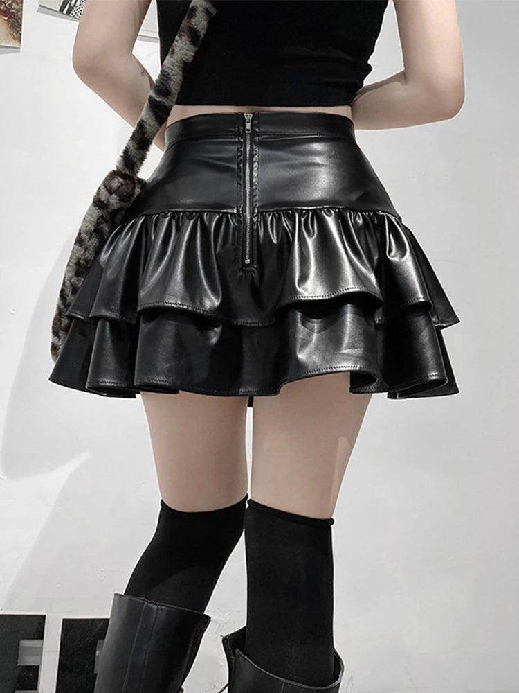Your Shiny Clothes High Waist Black PU Skirt - Your Shiny Clothes