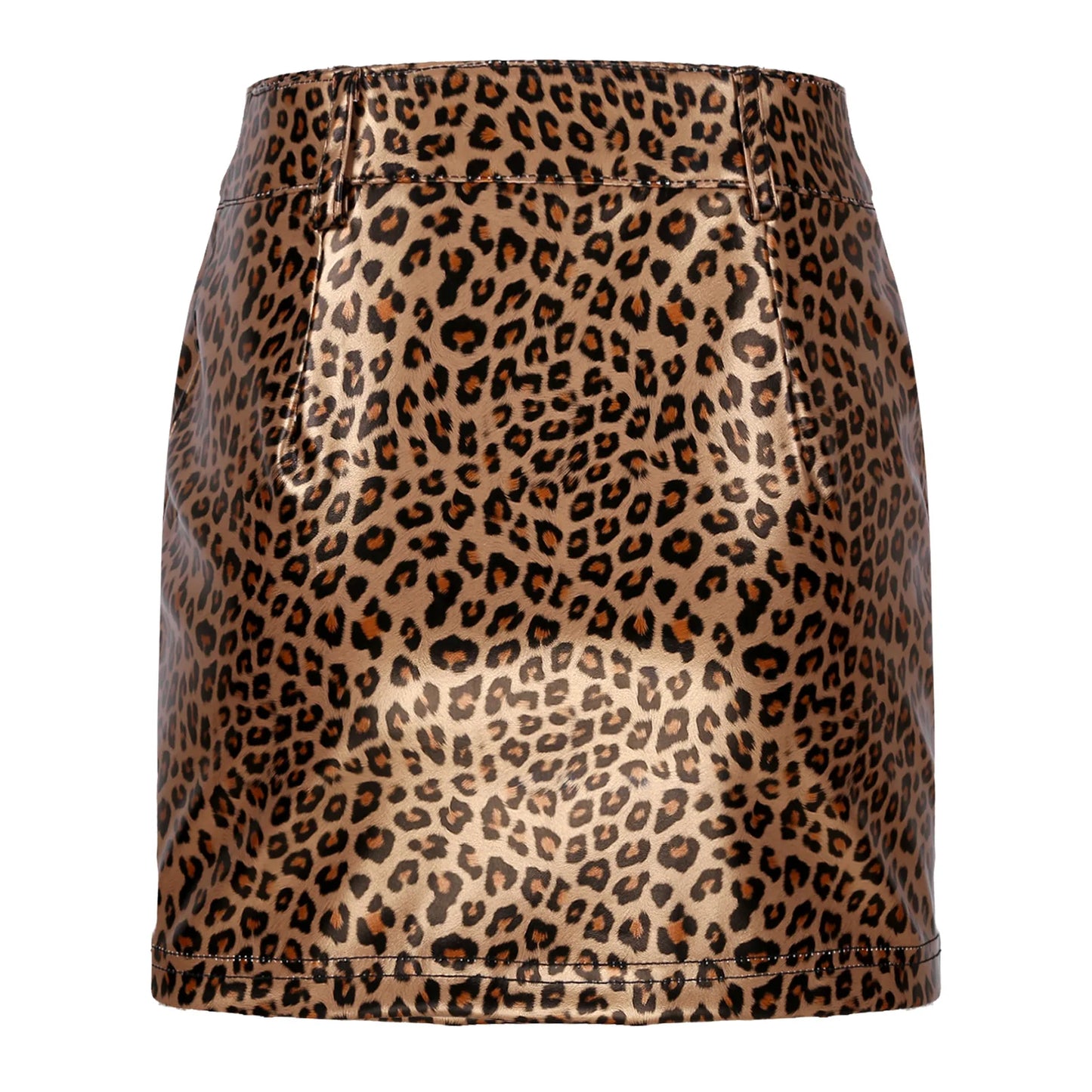 Leopard print mini skirt from Your Shiny Clothes in metallic finish for a trendy look