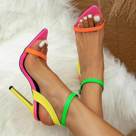 Your Shiny Clothes Mixed Color Summer Heels Sandals - Your Shiny Clothes