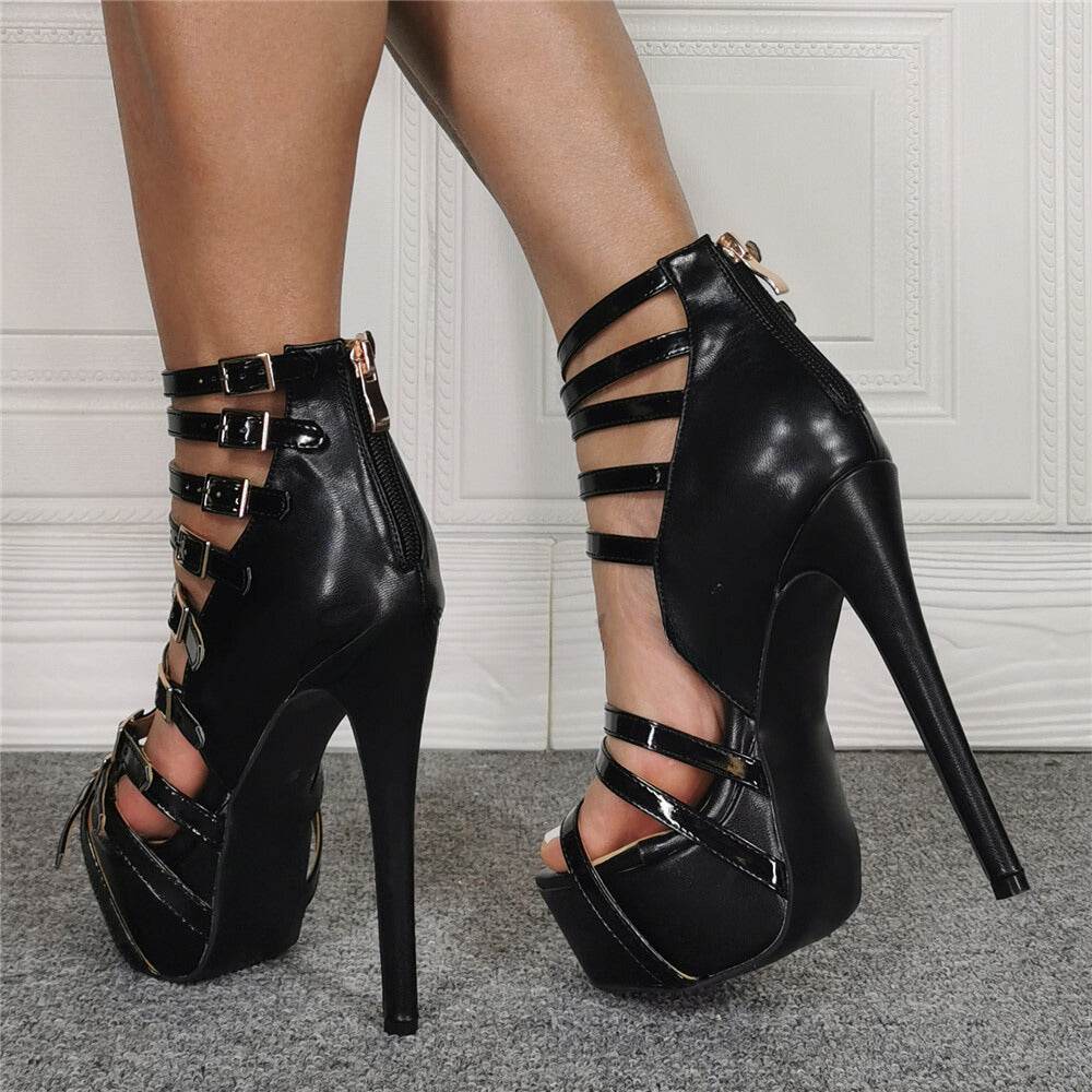 Your Shiny Clothes Multi Buckle Platform Stiletto Sandals - Your Shiny Clothes