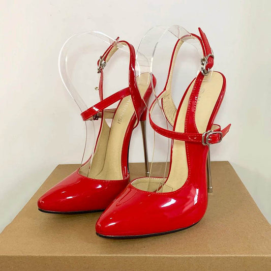 Patent Leather 16cm Extreme Metal High Heel Sandals - Your Shiny Clothes