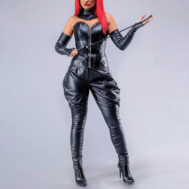 Black Trendy Faux Leather Jodhpurs - Your Shiny Clothes