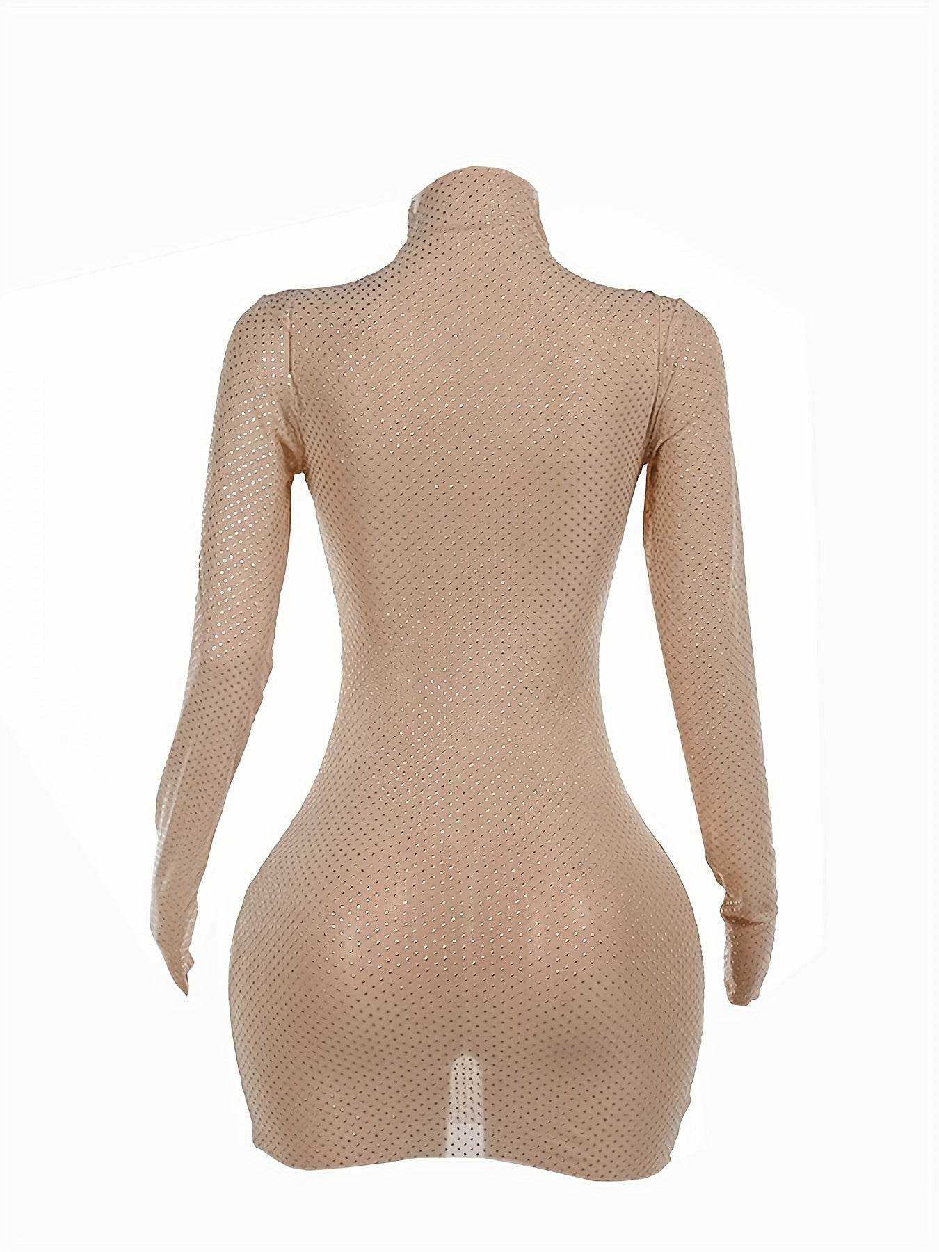 Chic Sheer Mesh Bodycon Dress - Your Shiny Clothes