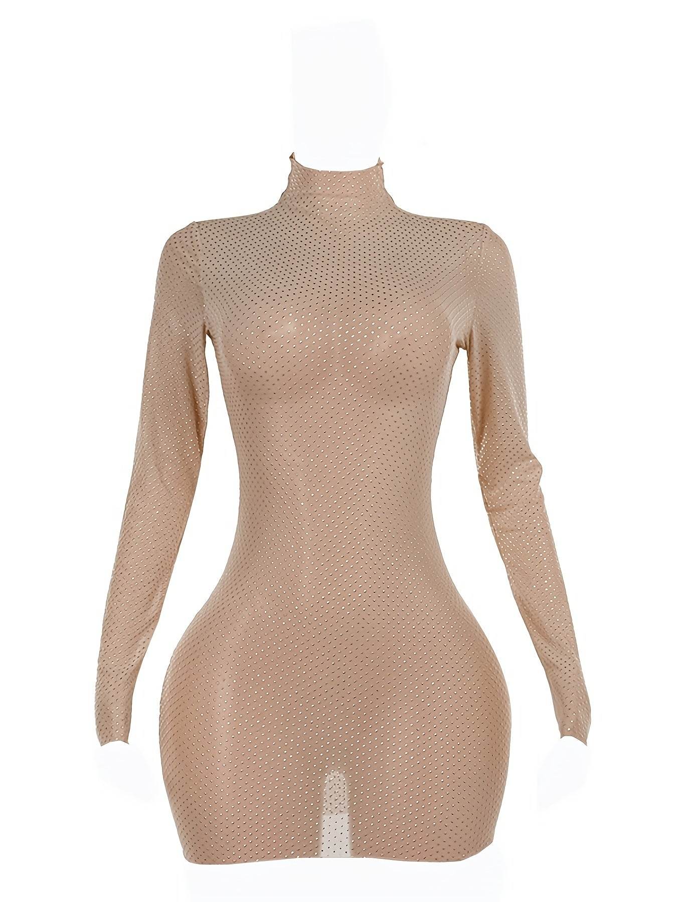 Chic Sheer Mesh Bodycon Dress - Your Shiny Clothes