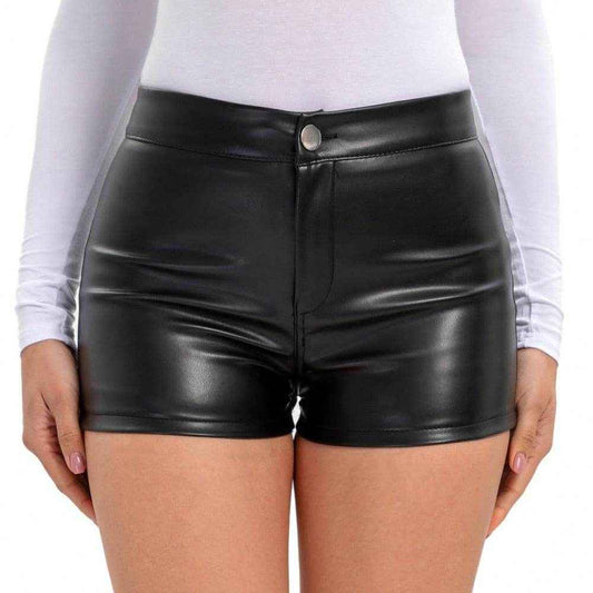 Black Faux Leather High Waist Shorts