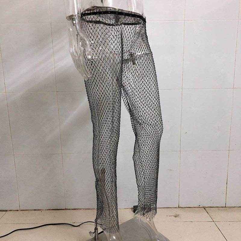 Dazzling Rhinestone Mesh Pants for Stylish Outfits